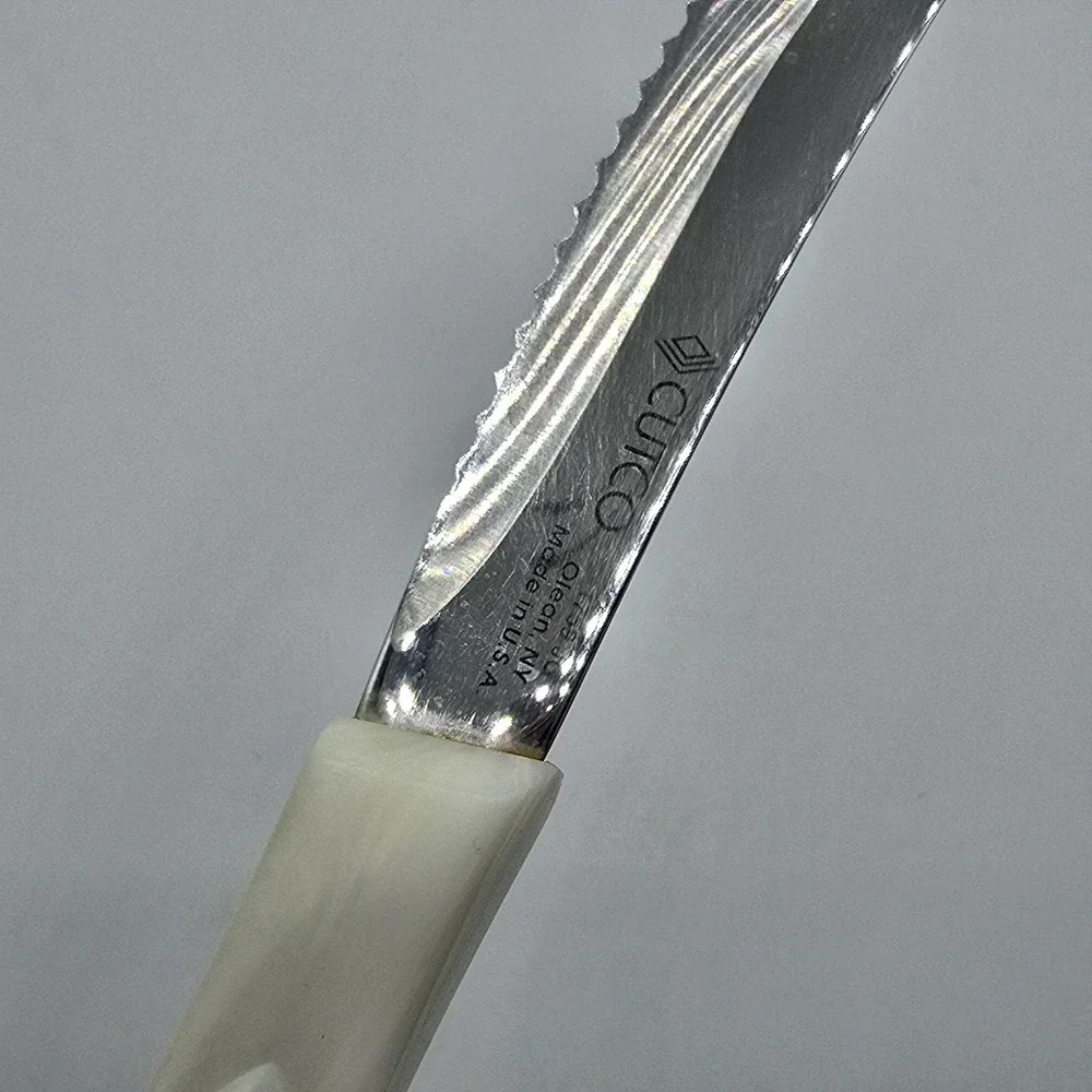 Cutco 1759 JG Table Knife Pearl White Handle Serrated Steak Knife Made In USA